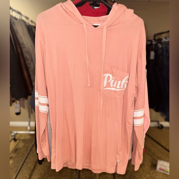 VS PINK Oversized Hooded Long Sleeve Shirt - Picture 1 of 9